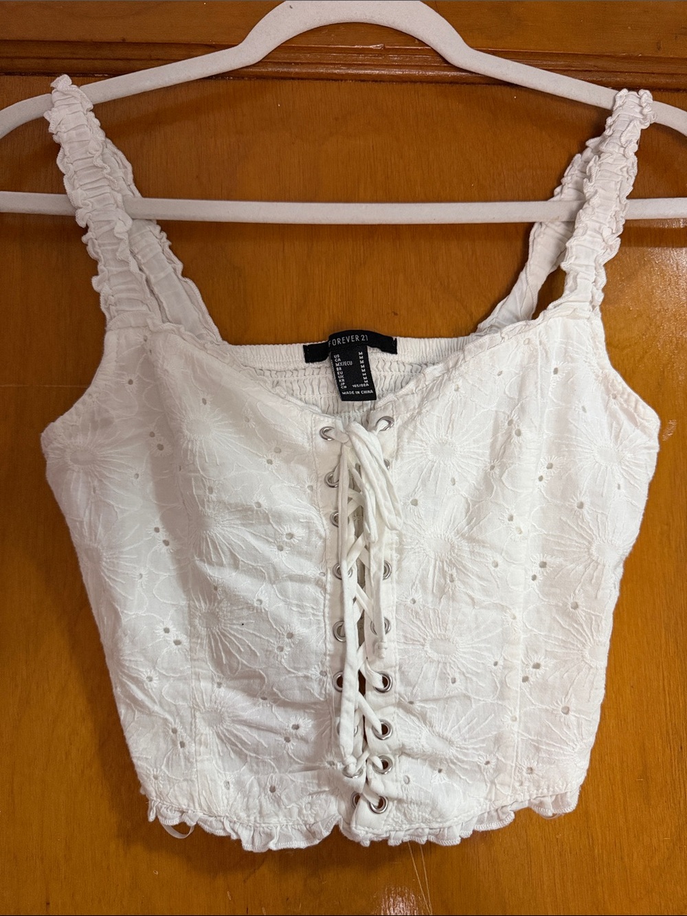 Forever 21 floral eyelet crop top